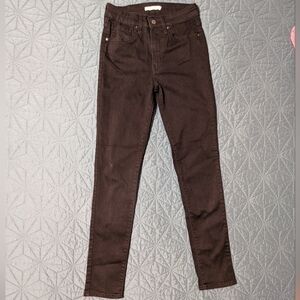 Levi 721 High Rise Black Skinny Jeans 27 X 30